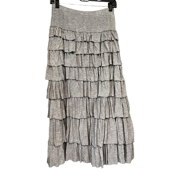 Soft Surroundings Gray Tiered Ruffle Maxi Skirt, Sz Petite S - Picture 7 of 14